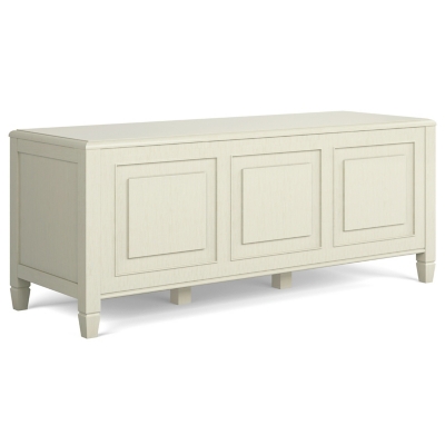 Simpli Home Connaught Storage Bench Trunk, Antique White, large