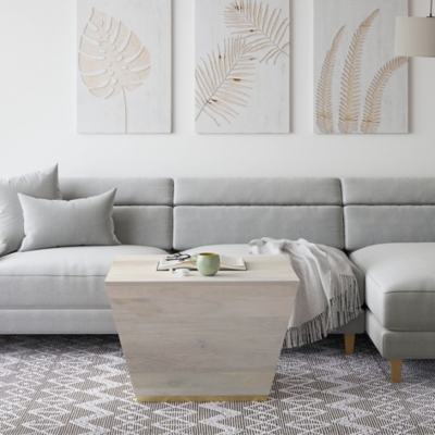 Simpli Home Abba Coffee Table, White Wash, rollover