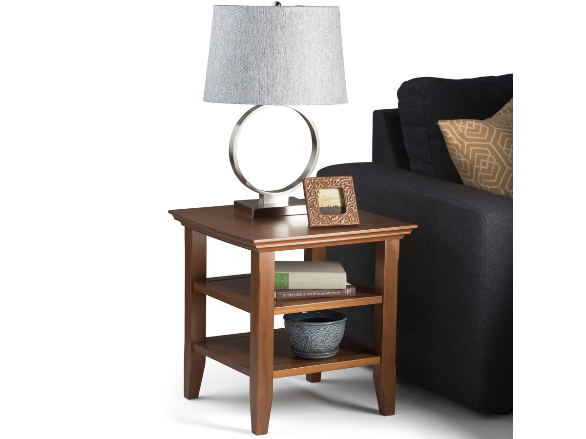 Simpli Home Acadian End Table, Light Golden Brown, large