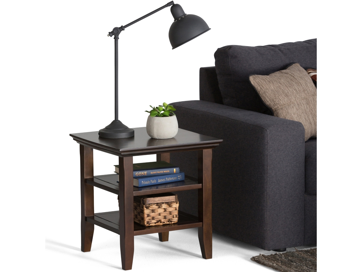 Simpli Home Acadian End Table, Brunette Brown, large