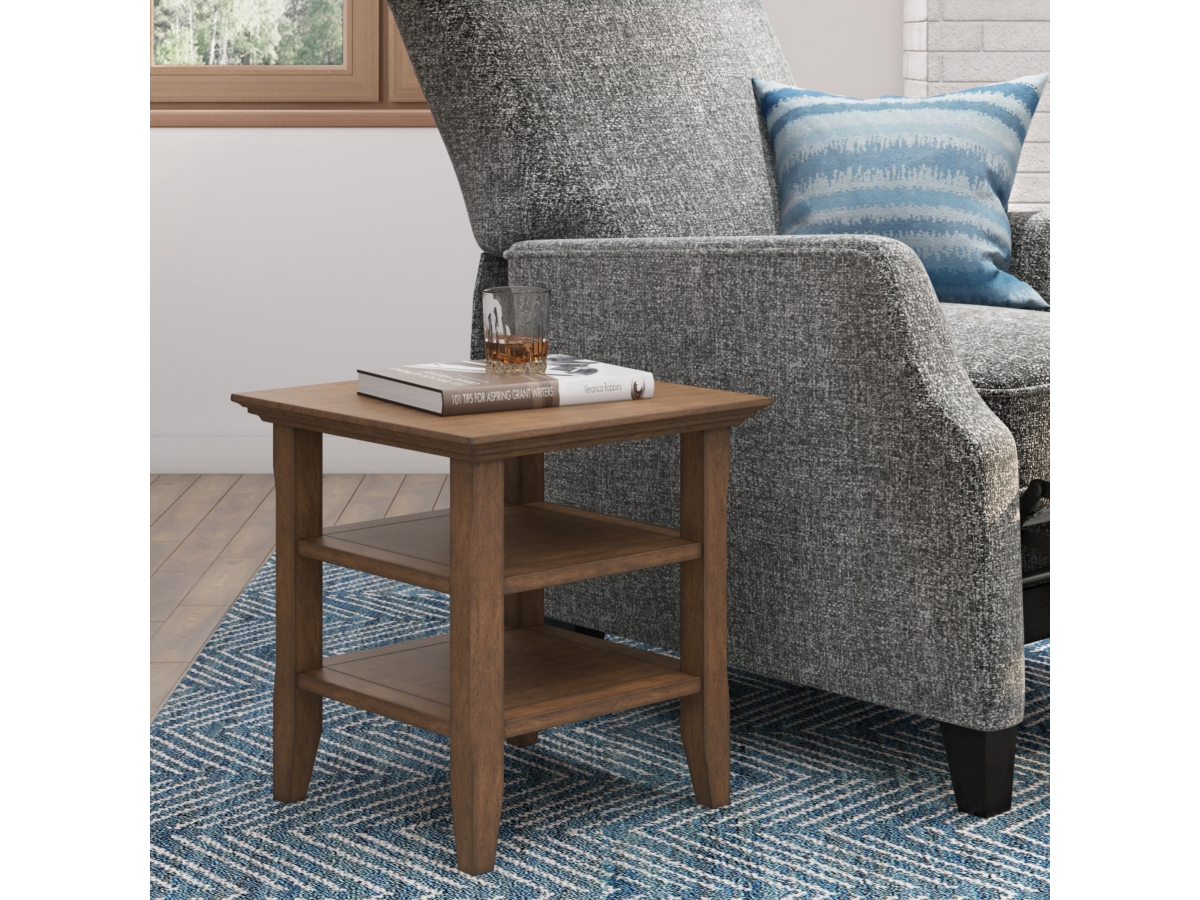 Simpli Home Acadian End Table, Rustic Natural Aged Brown, large