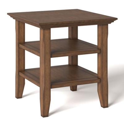 Simpli Home Acadian End Table, Rustic Natural Aged Brown, large