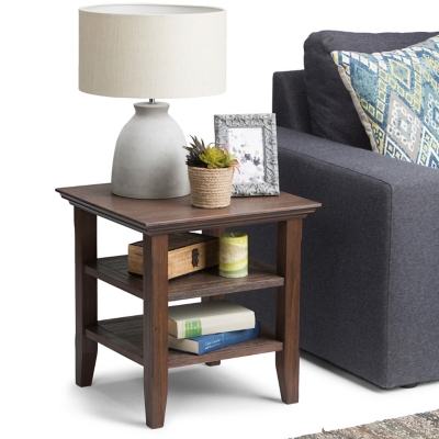 Simpli Home Acadian End Table, Farmhouse Brown, large