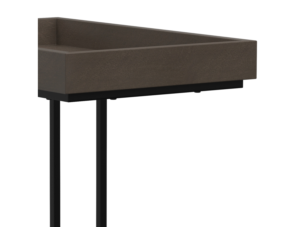 Simpli Home Gallagher C-Shaped End Table, Walnut Brown, large