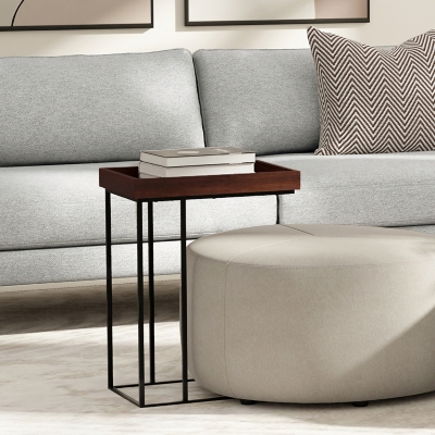 Simpli Home Gallagher C-Shaped End Table, Cognac, large