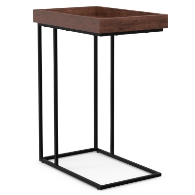 Simpli Home Gallagher C-Shaped End Table, Cognac, large