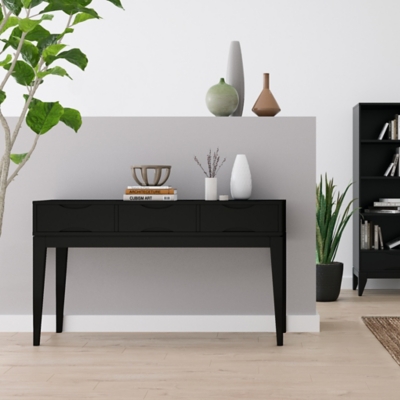 Simpli Home Harper Console Sofa Table, Black, rollover