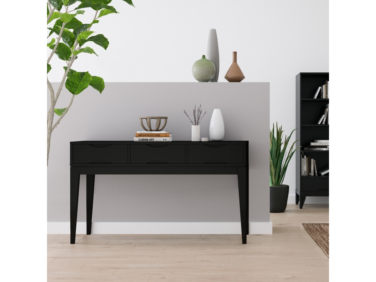 Simpli Home Harper Console Sofa Table, Black, large