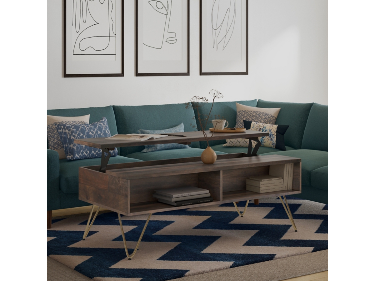 Simpli Home Hunter Lift Top Coffee Table, Ebony, large