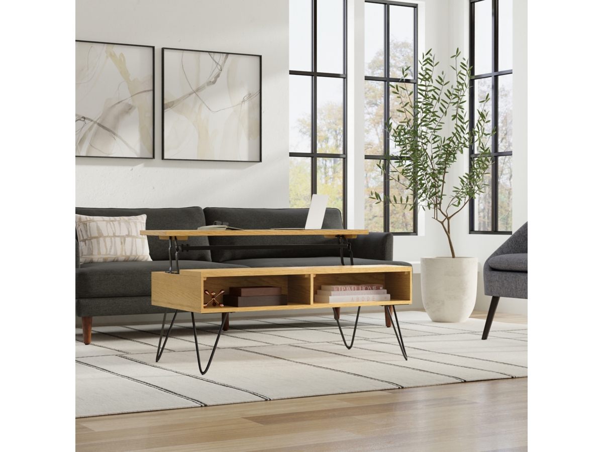 Simpli Home Hunter Lift Top Coffee Table, Oak, large