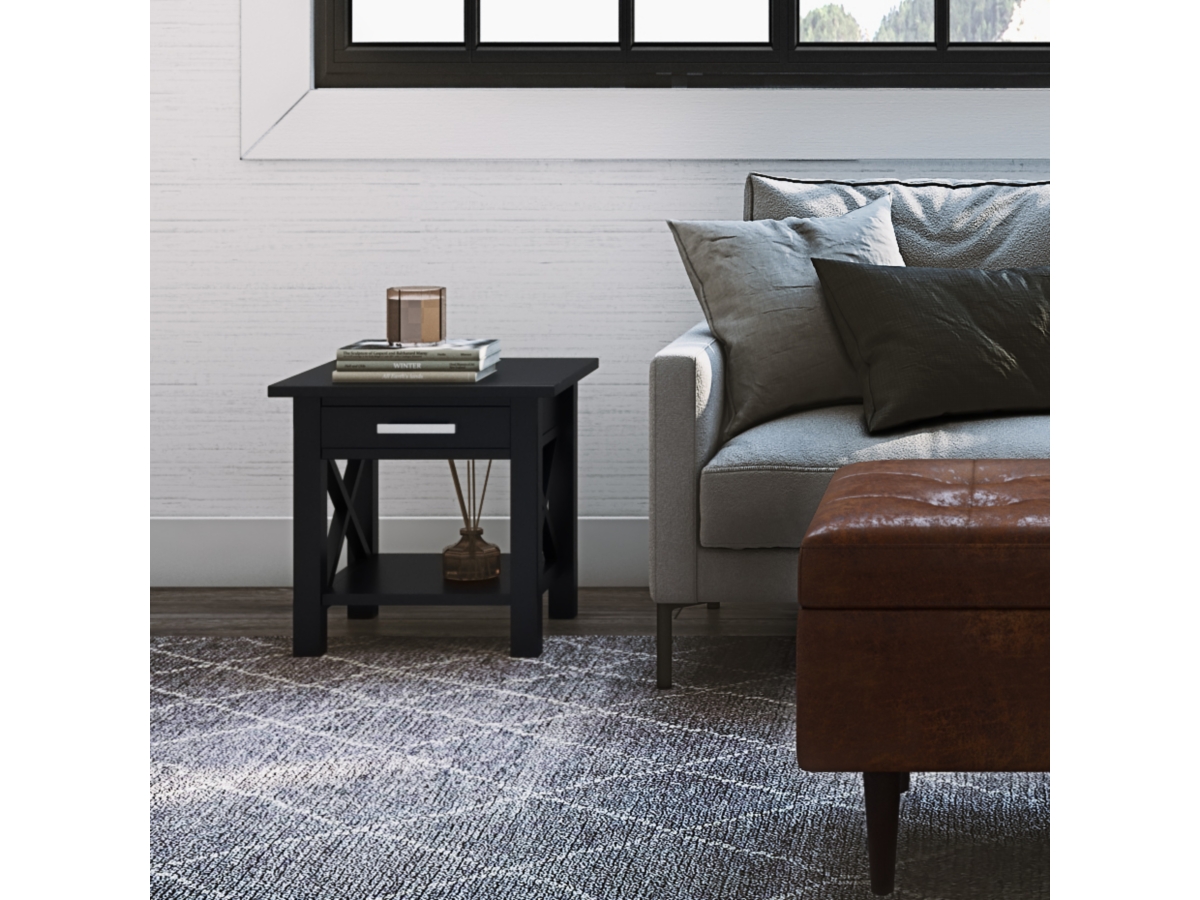 Simpli Home Kitchener End Table, Black, large