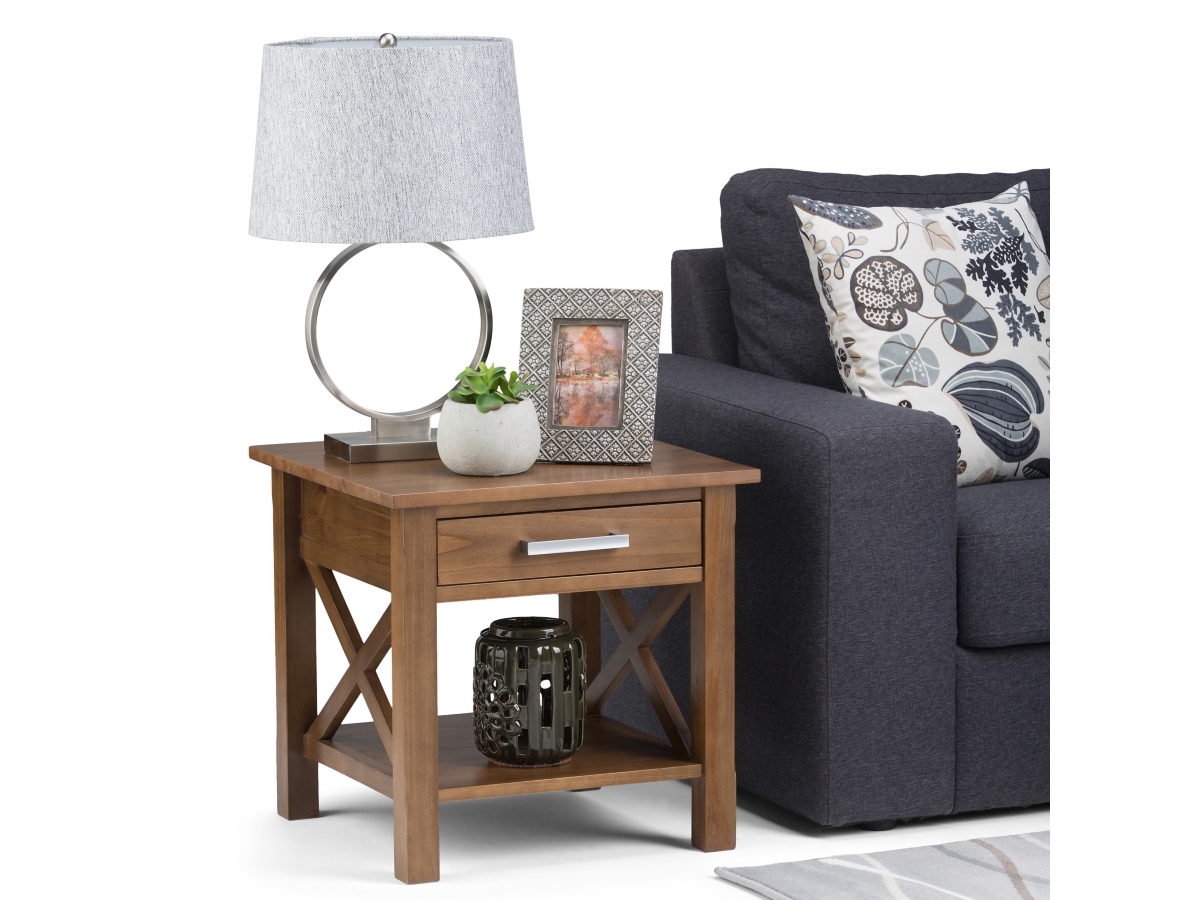 Simpli Home Kitchener End Table, Medium Saddle Brown, large