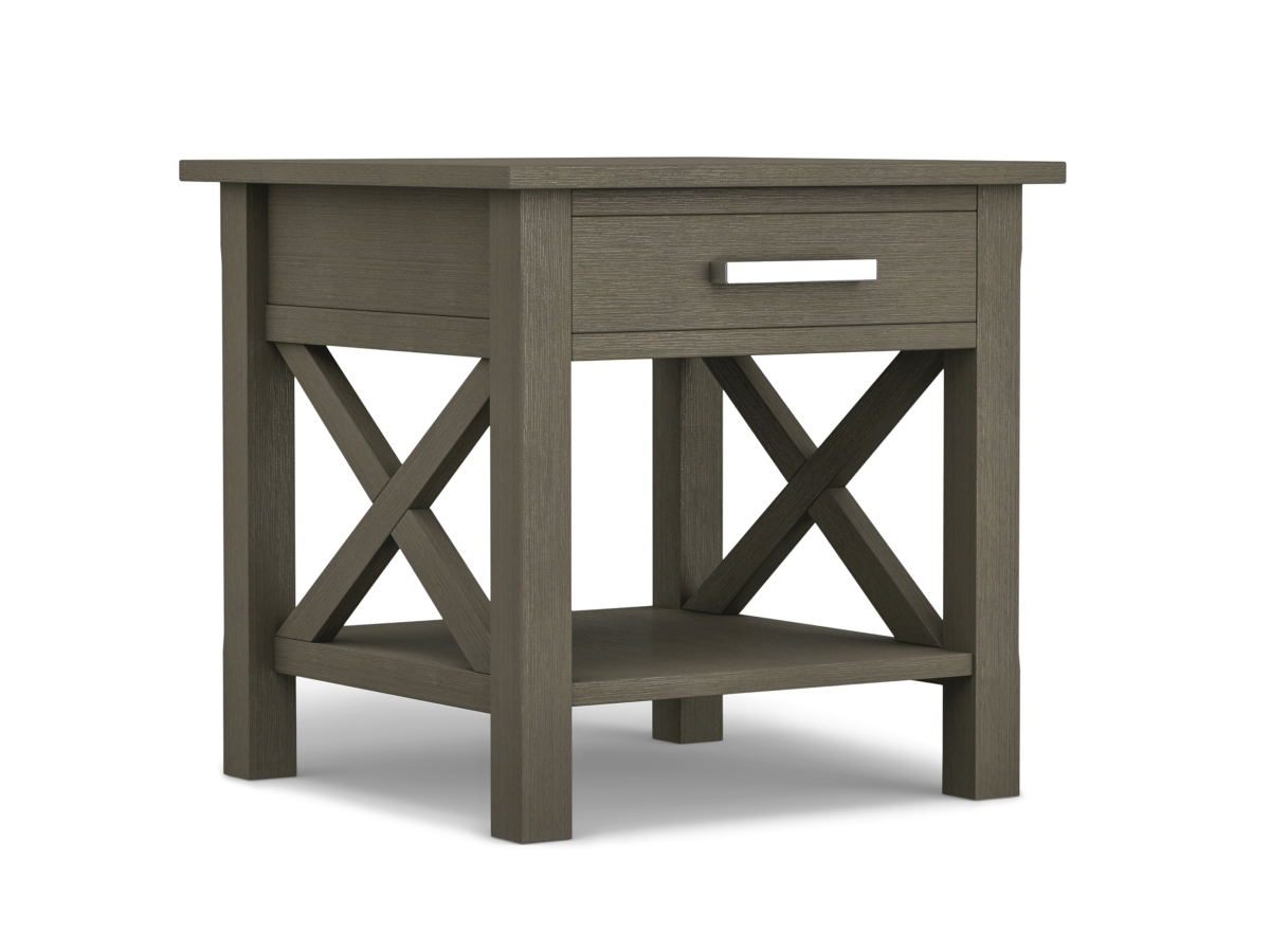 Simpli Home Kitchener End Table, Farmhouse Gray, large