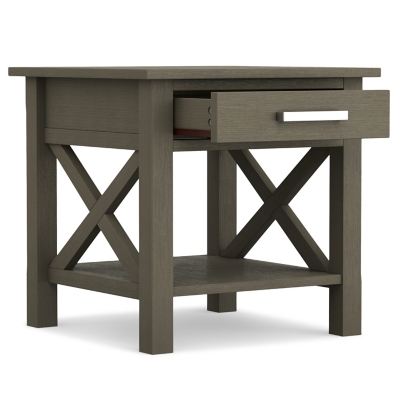 Simpli Home Kitchener End Table, Farmhouse Gray, large