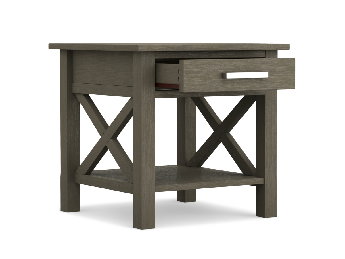 Simpli Home Kitchener End Table, Farmhouse Gray, large