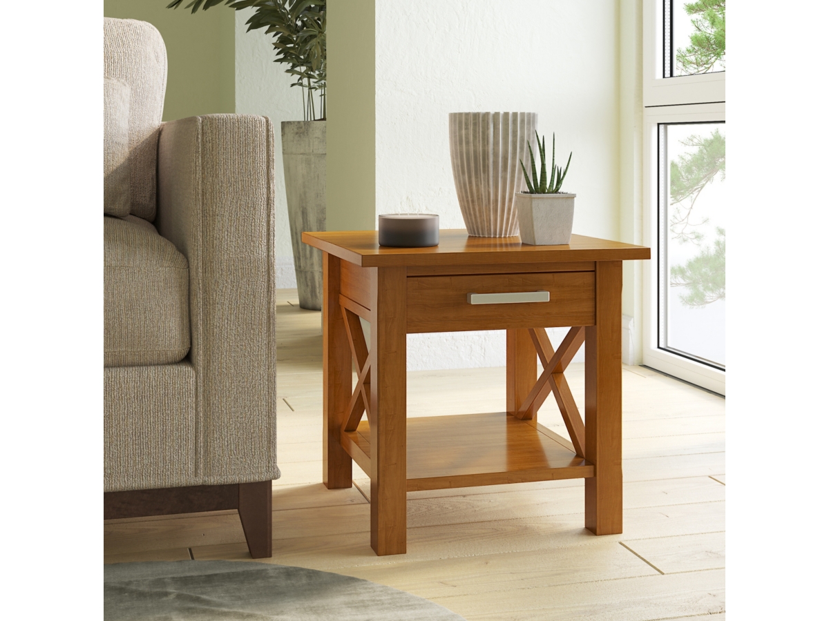 Simpli Home Kitchener End Table, Light Golden Brown, large