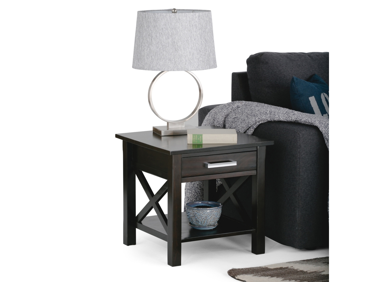 Simpli Home Kitchener End Table, Hickory Brown, large