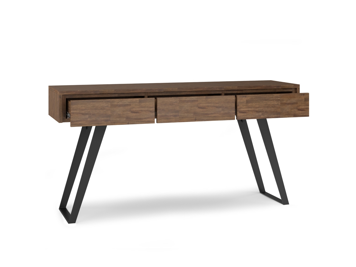 Simpli Home Lowry Console Sofa Table, Rustic Natural Aged Brown, large