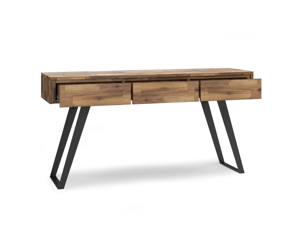 Simpli Home Lowry Console Sofa Table, Distressed Golden Wheat, large