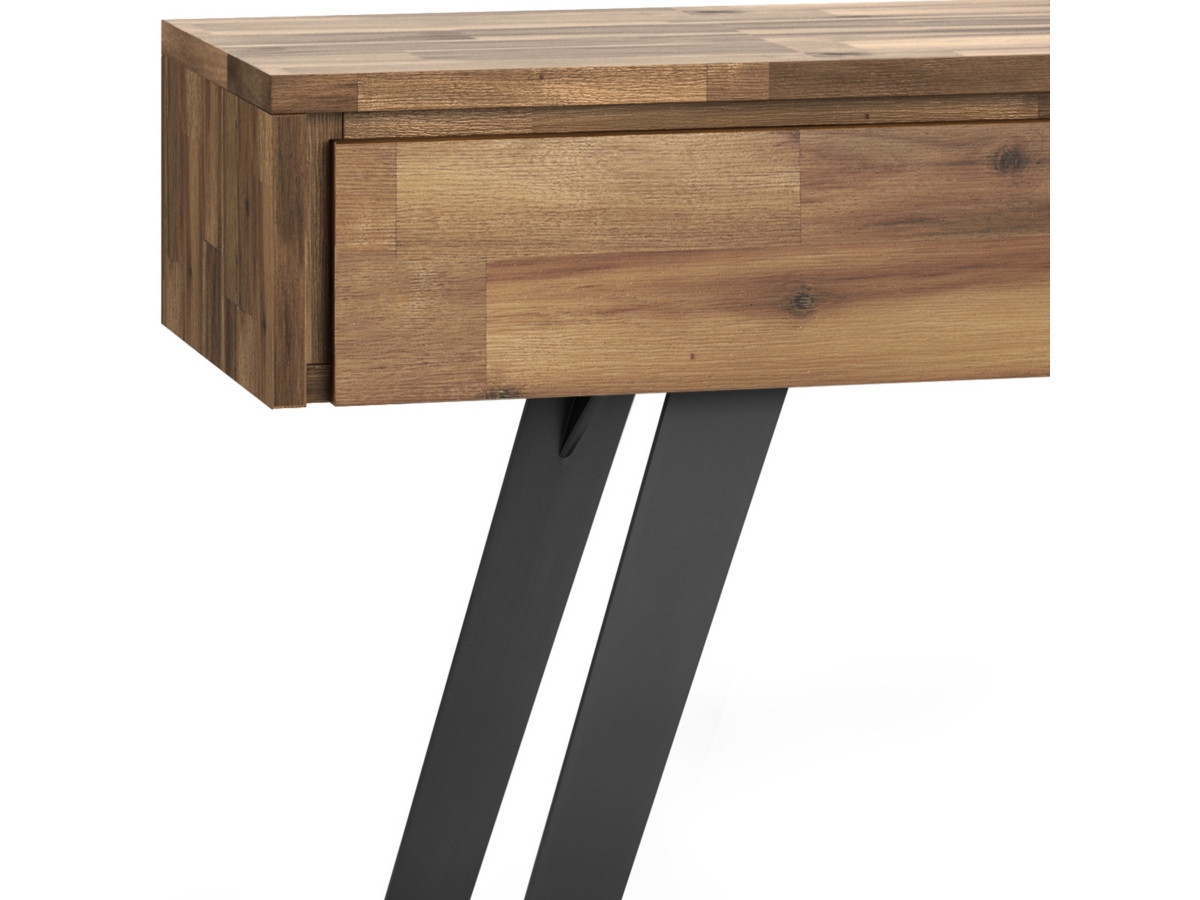 Simpli Home Lowry Console Sofa Table, Distressed Golden Wheat, large