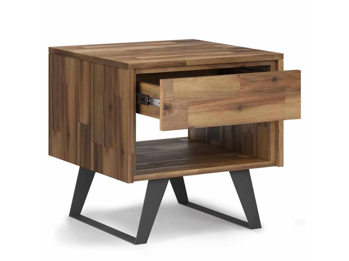 Simpli Home Lowry End Table, Distressed Golden Wheat, large