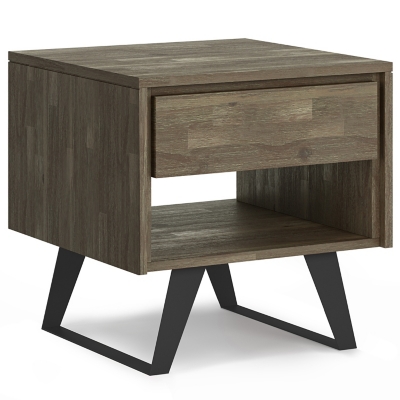 Simpli Home Lowry End Table, Distressed Gray, large