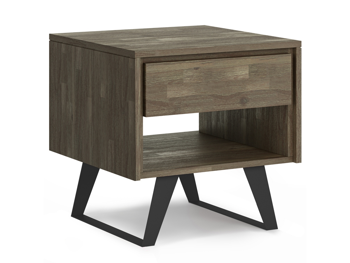 Simpli Home Lowry End Table, Distressed Gray, large