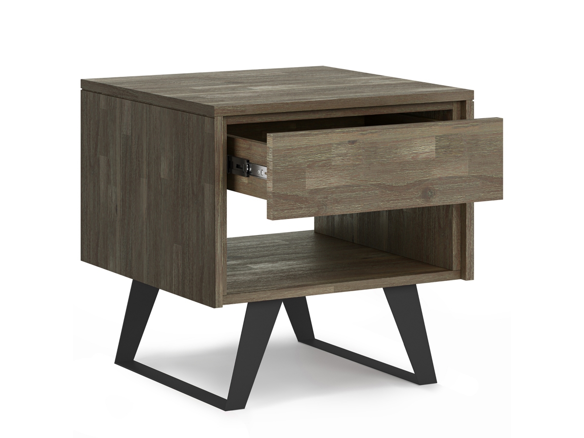 Simpli Home Lowry End Table, Distressed Gray, large