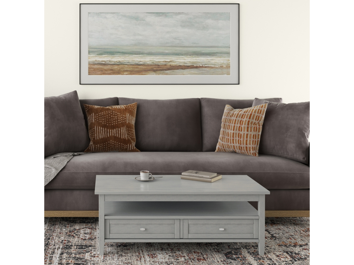 Simpli Home Warm Shaker Coffee Table, Fog Gray, large