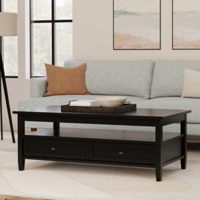 Simpli Home Warm Shaker Coffee Table, Black, rollover