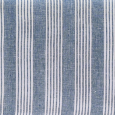 Blue striped upholstery fabric close-up