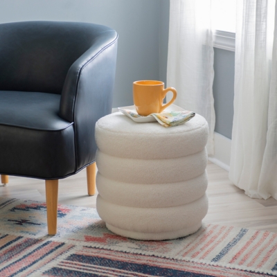 Linon Farley Round Ottoman, , rollover