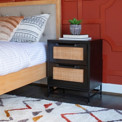 Linon Jones Two Drawer Cabinet, Black, rollover