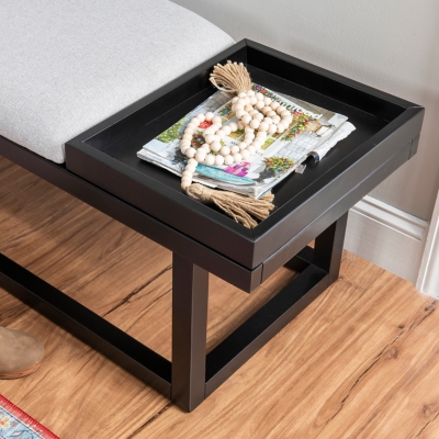 Bench with tray and decor