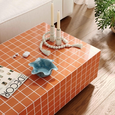 TOV Furniture Mixie Indoor / Outdoor Coffee Table, Orange, rollover
