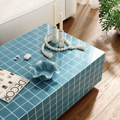 TOV Furniture Mixie Indoor / Outdoor Coffee Table, Blue, rollover