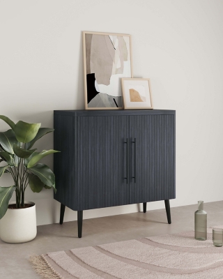Manhattan Comfort Jodie 31.1" 2 Shelves Accent Cabinet, Charcoal Gray, rollover