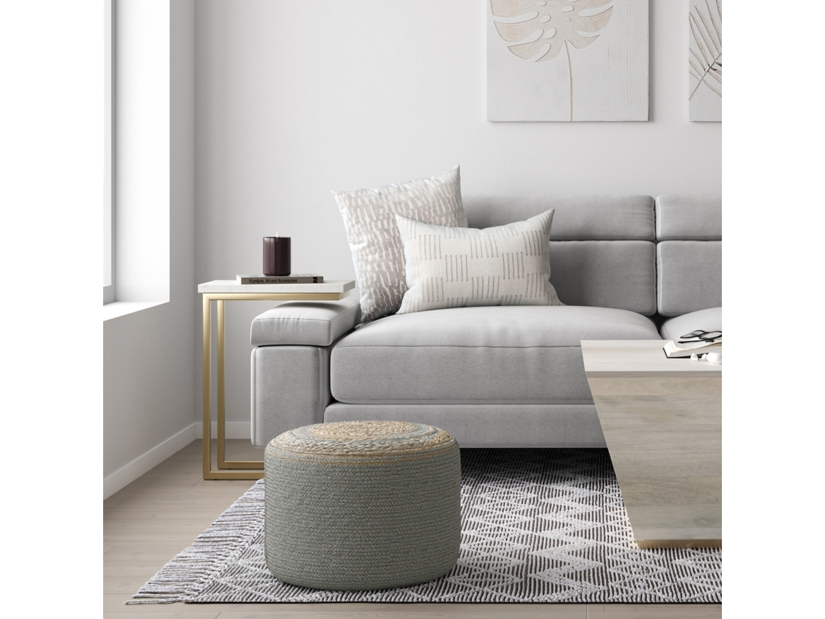 Simpli Home Serena Braided Pouf, Dove Gray, large