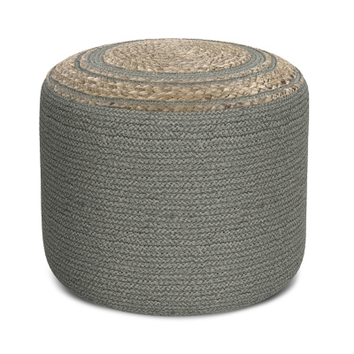 Simpli Home Serena Braided Pouf, Dove Gray, large