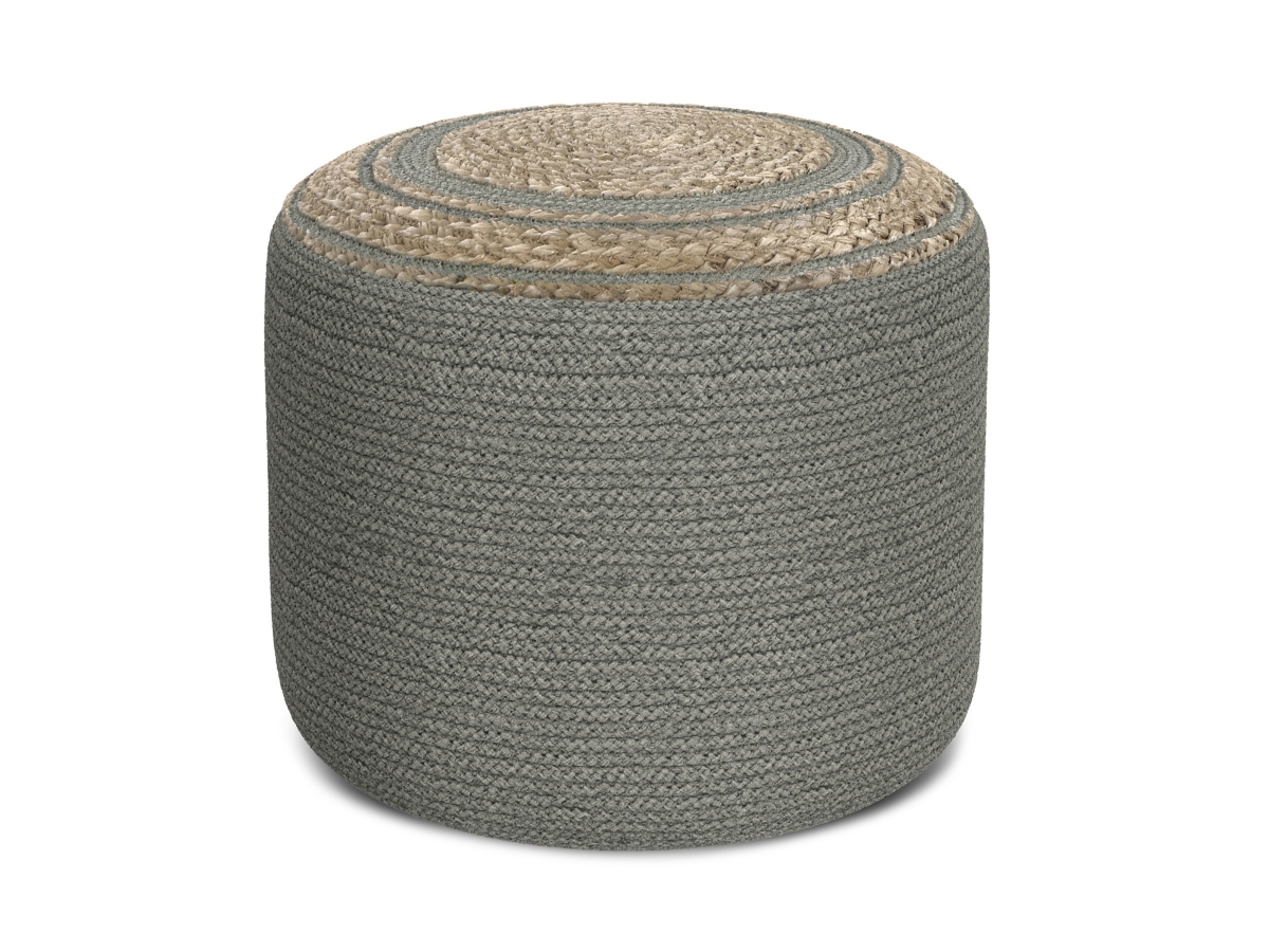 Simpli Home Serena Braided Pouf, Dove Gray, large