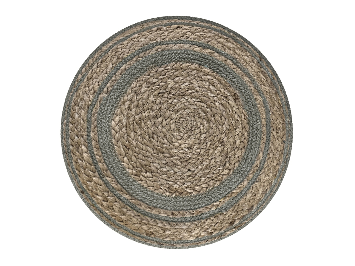 Simpli Home Serena Braided Pouf, Dove Gray, large