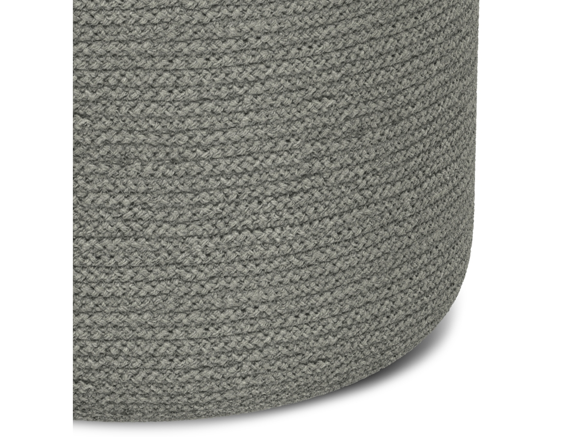 Simpli Home Serena Braided Pouf, Dove Gray, large