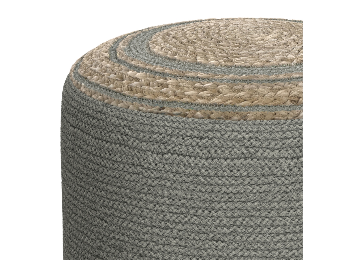 Simpli Home Serena Braided Pouf, Dove Gray, large