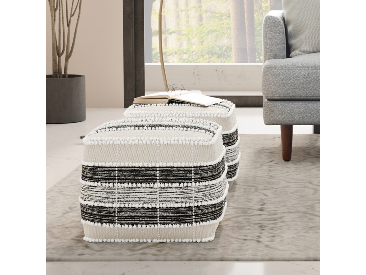 Simpli Home Barley Pouf, , large
