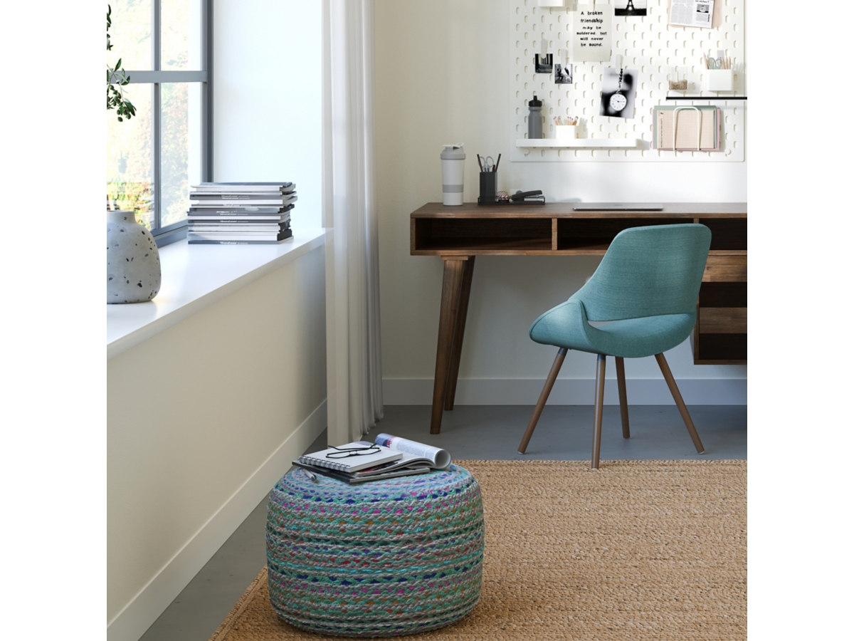 Simpli Home Margo Pouf, Green, large