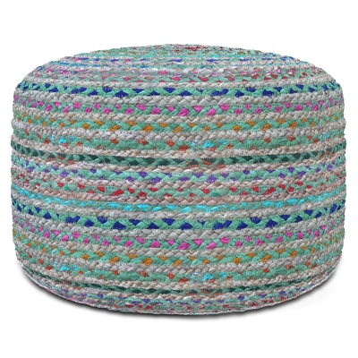Simpli Home Margo Pouf, Green, large
