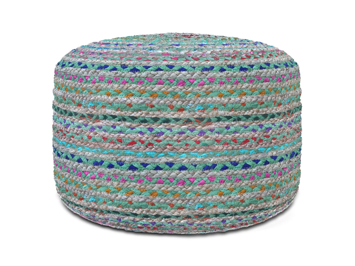 Simpli Home Margo Pouf, Green, large