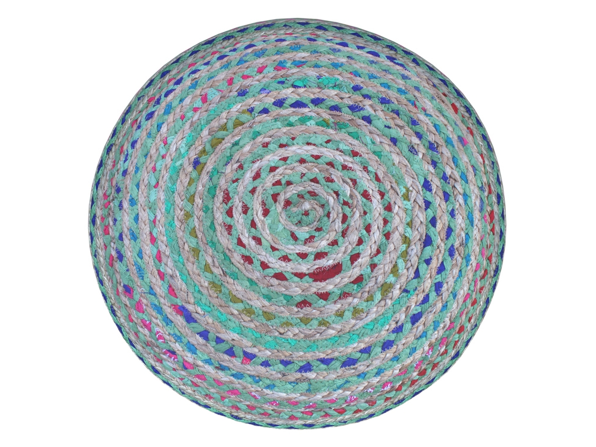 Simpli Home Margo Pouf, Green, large