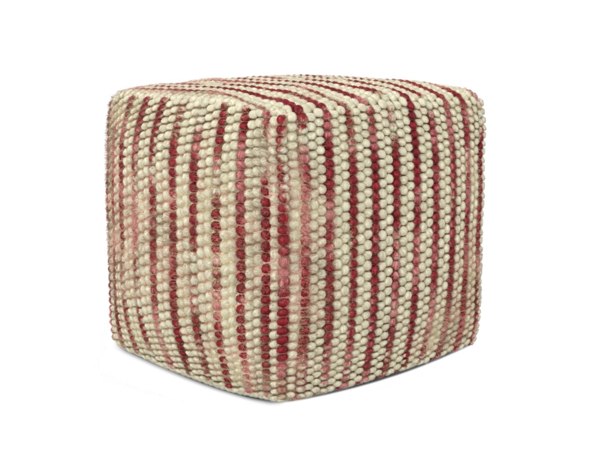 Simpli Home Zoey Pouf, Maroon, large