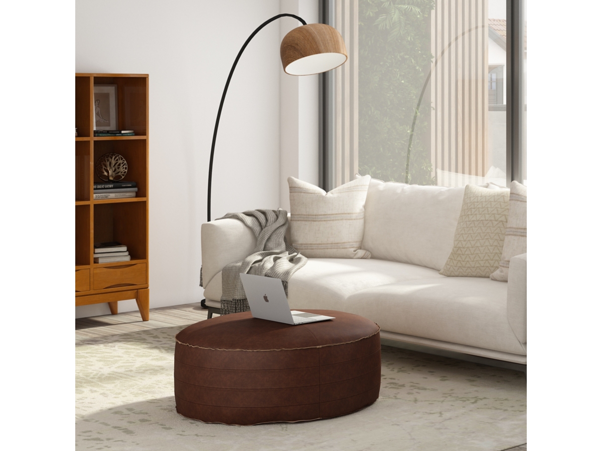 Simpli Home Brody Round Coffee Table Pouf, , large